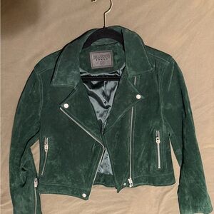 Blank NYC Women's Dark Green Suede Jacket